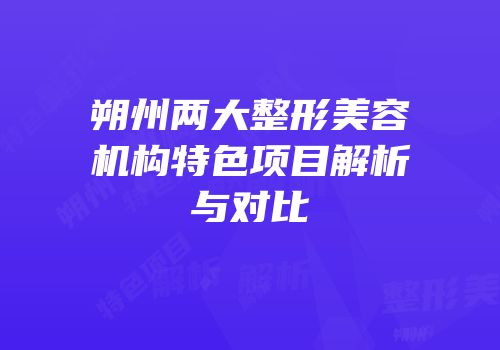朔州两大整形美容机构特色项目解析与对比