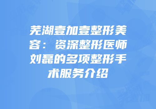 芜湖壹加壹整形美容：资深整形医师刘磊的多项整形手术服务介绍