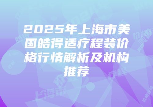 2025年上海市美国皓得适疗程装价格行情解析及机构推荐