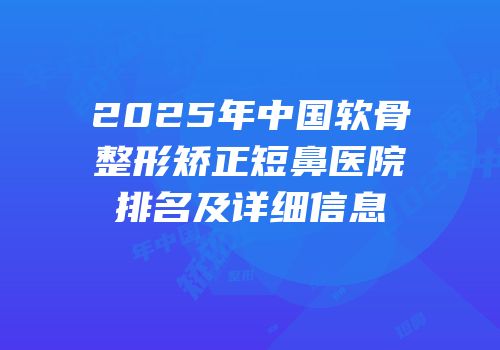 2025年中国软骨整形矫正短鼻医院排名及详细信息