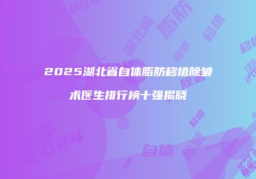 2025湖北省自体脂肪移植除皱术医生排行榜十强揭晓