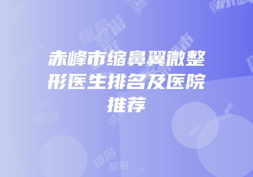 赤峰市缩鼻翼微整形医生排名及医院推荐