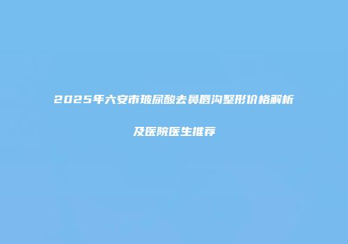 2025年六安市玻尿酸去鼻唇沟整形价格解析及医院医生推荐