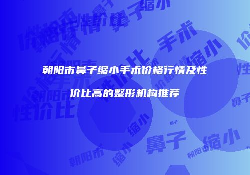 朝阳市鼻子缩小手术价格行情及性价比高的整形机构推荐