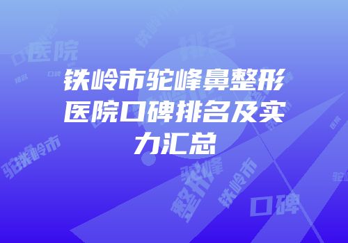 铁岭市驼峰鼻整形医院口碑排名及实力汇总