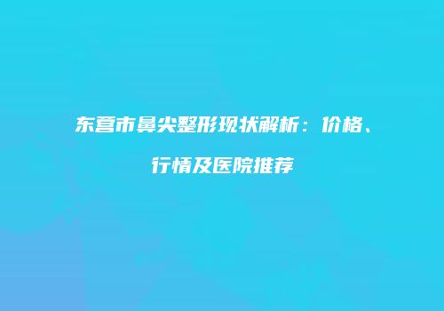 东营市鼻尖整形现状解析：价格、行情及医院推荐