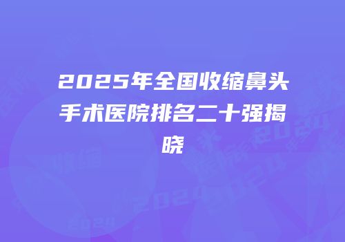 2025年全国收缩鼻头手术医院排名二十强揭晓