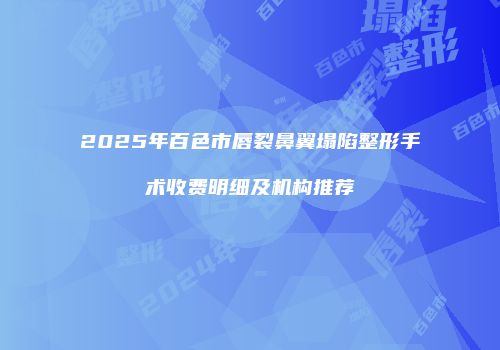 2025年百色市唇裂鼻翼塌陷整形手术收费明细及机构推荐