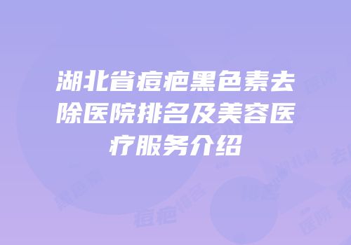 湖北省痘疤黑色素去除医院排名及美容医疗服务介绍