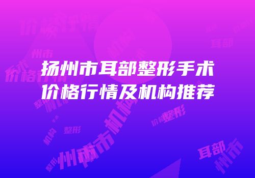 扬州市耳部整形手术价格行情及机构推荐