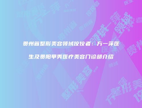 贵州省整形美容领域佼佼者：方一萍医生及贵阳甲秀医疗美容门诊部介绍