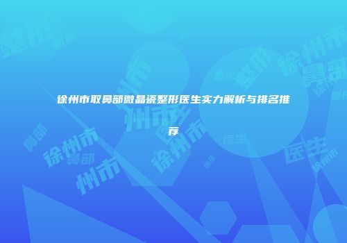 徐州市取鼻部微晶瓷整形医生实力解析与排名推荐