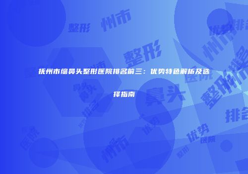 抚州市缩鼻头整形医院排名前三：优势特色解析及选择指南