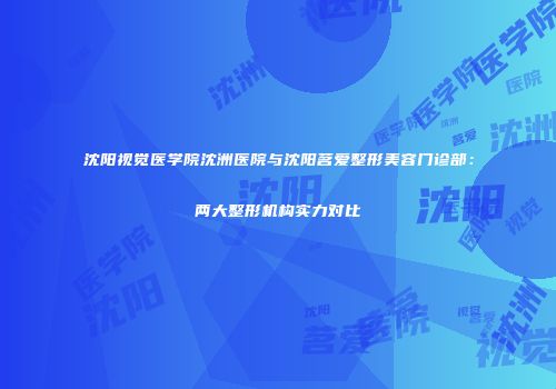 沈阳视觉医学院沈洲医院与沈阳茗爱整形美容门诊部：两大整形机构实力对比