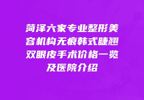 菏泽六家专业整形美容机构无痕韩式睫翘双眼皮手术价格一览及医院介绍