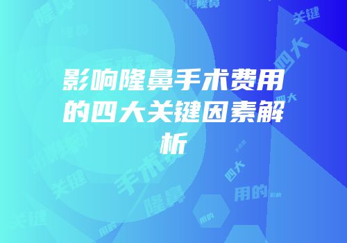 影响隆鼻手术费用的四大关键因素解析