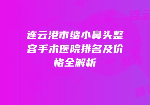 连云港市缩小鼻头整容手术医院排名及价格全解析
