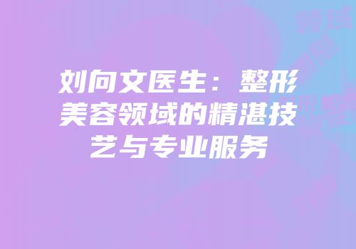 刘向文医生：整形美容领域的精湛技艺与专业服务