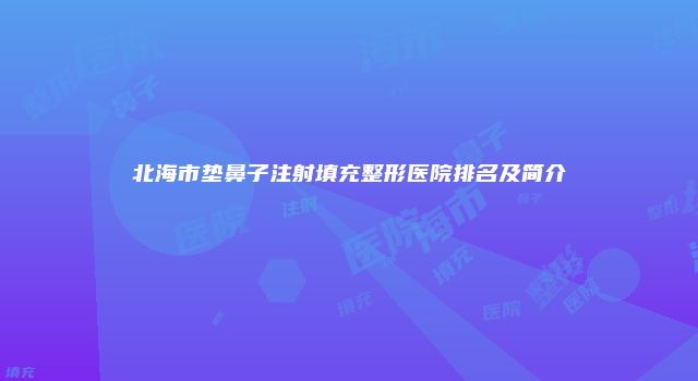北海市垫鼻子注射填充整形医院排名及简介