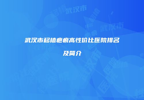 武汉市移植疤痕高性价比医院排名及简介