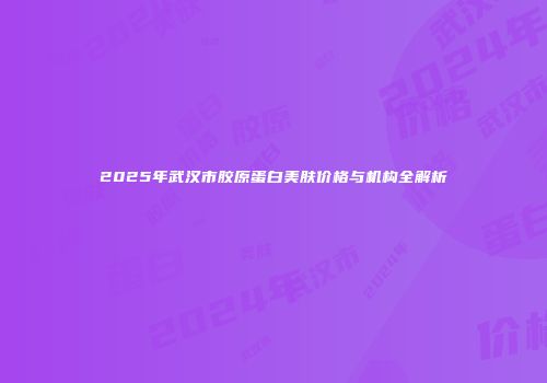 2025年武汉市胶原蛋白美肤价格与机构全解析