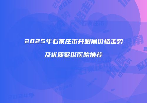 2025年石家庄市开眼角价格走势及优质整形医院推荐