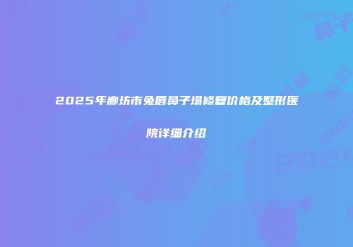 2025年廊坊市兔唇鼻子塌修复价格及整形医院详细介绍