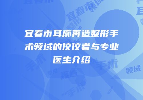 宜春市耳廓再造整形手术领域的佼佼者与专业医生介绍