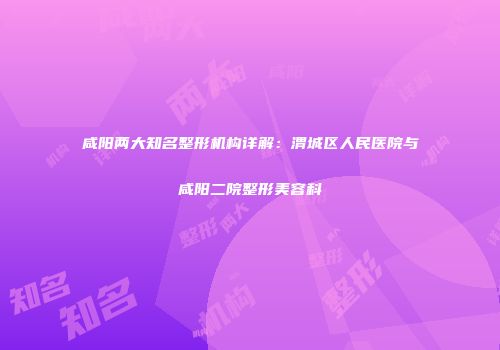 咸阳两大知名整形机构详解：渭城区人民医院与咸阳二院整形美容科