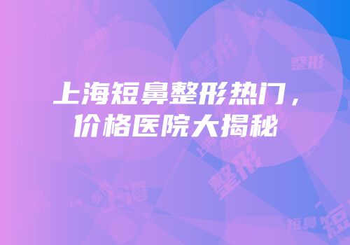 上海短鼻整形热门，价格医院大揭秘