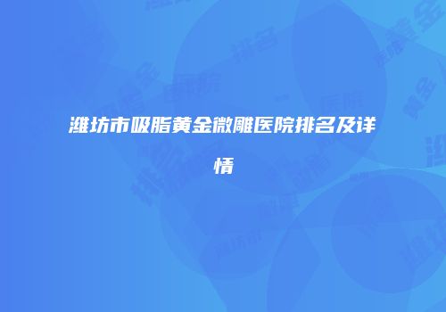 潍坊市吸脂黄金微雕医院排名及详情