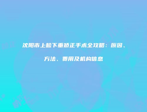 沈阳市上睑下垂矫正手术全攻略：原因、方法、费用及机构信息