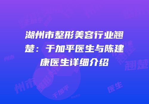 湖州市整形美容行业翘楚：于加平医生与陈建康医生详细介绍