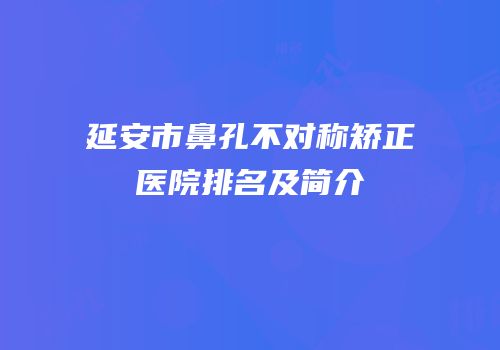 延安市鼻孔不对称矫正医院排名及简介