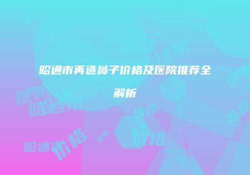 昭通市再造鼻子价格及医院推荐全解析