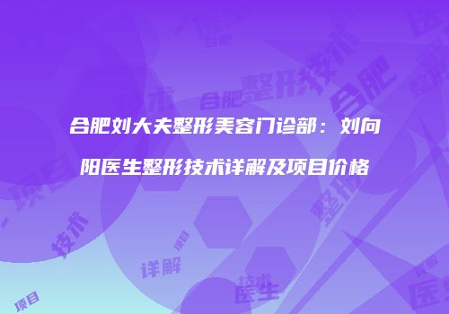 合肥刘大夫整形美容门诊部：刘向阳医生整形技术详解及项目价格