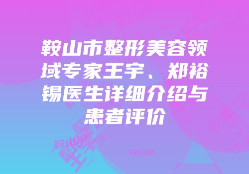鞍山市整形美容领域专家王宇、郑裕锡医生详细介绍与患者评价