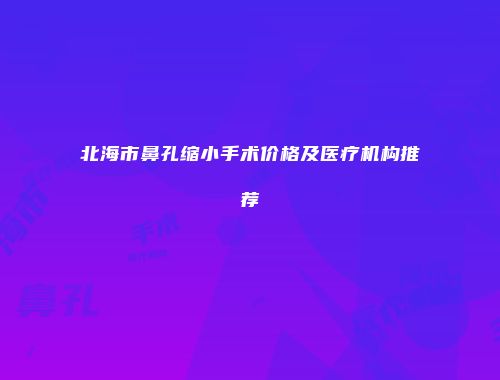 北海市鼻孔缩小手术价格及医疗机构推荐