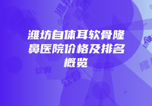 潍坊自体耳软骨隆鼻医院价格及排名概览