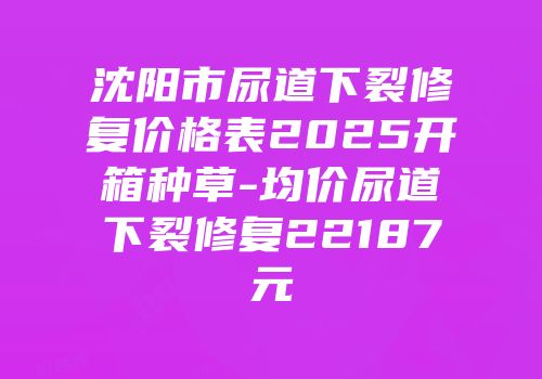 沈阳市尿道下裂修复价格表2025开箱种草-均价尿道下裂修复22187元
