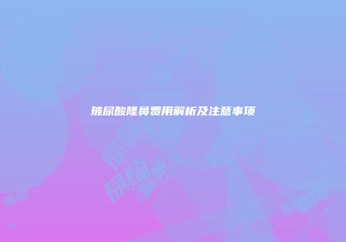 玻尿酸隆鼻费用解析及注意事项