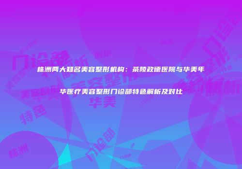 株洲两大知名美容整形机构：茶陵政德医院与华美年华医疗美容整形门诊部特色解析及对比