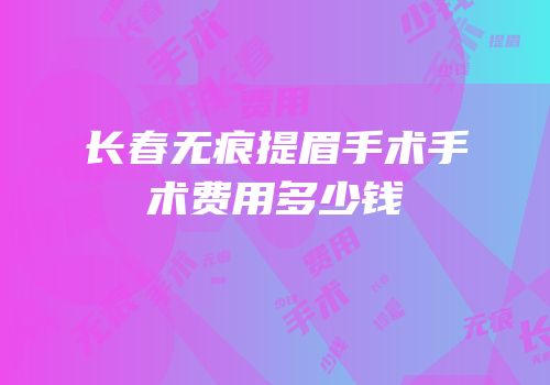 长春无痕提眉手术手术费用多少钱