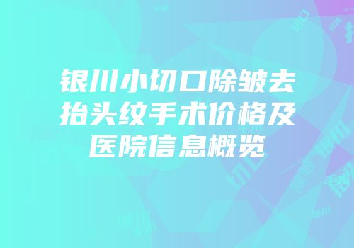 银川小切口除皱去抬头纹手术价格及医院信息概览