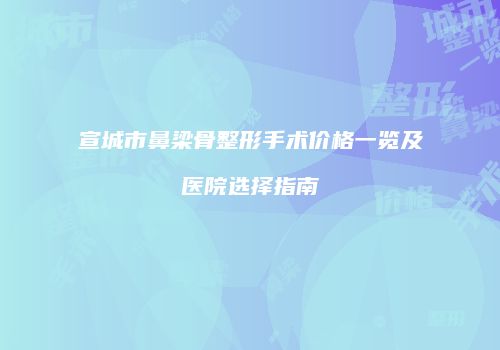 宣城市鼻梁骨整形手术价格一览及医院选择指南
