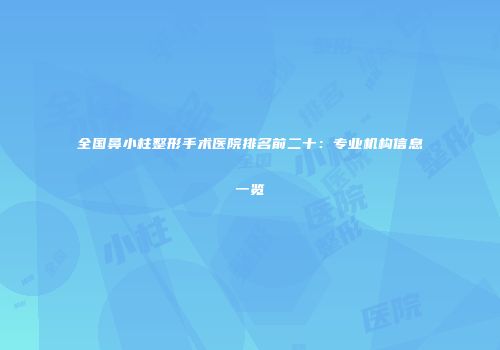 全国鼻小柱整形手术医院排名前二十：专业机构信息一览