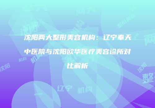沈阳两大整形美容机构：辽宁奉天中医院与沈阳欧华医疗美容诊所对比解析