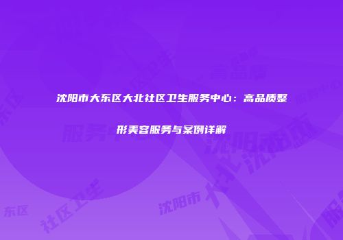 沈阳市大东区大北社区卫生服务中心：高品质整形美容服务与案例详解