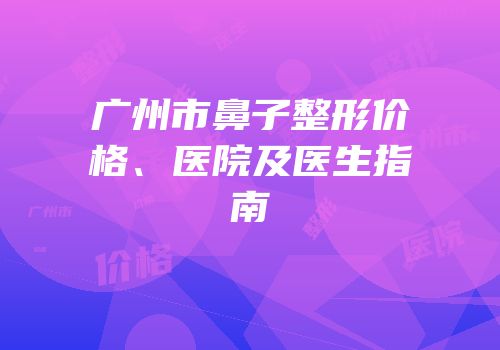广州市鼻子整形价格、医院及医生指南