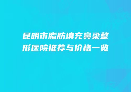 昆明市脂肪填充鼻梁整形医院推荐与价格一览